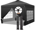 Saemoza 12x12 Pop Up Canopy Tent with One Push Setup, Portable Sun Shade Tent, Instant Easy Up Canopy with 4-Sidewalls & Wheeled Bag, Outdoor Fldable Gazebo with Vent Top, Black.