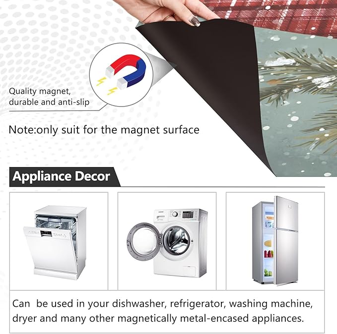 Christmas Gnome Dishwasher Magnet Cover Panel Winter Snowflake Magnetic Dishwasher Covers Refrigerator Sticker Decal Xmas Decorative Washing Machine Cover for Home Kitchen,23x26in