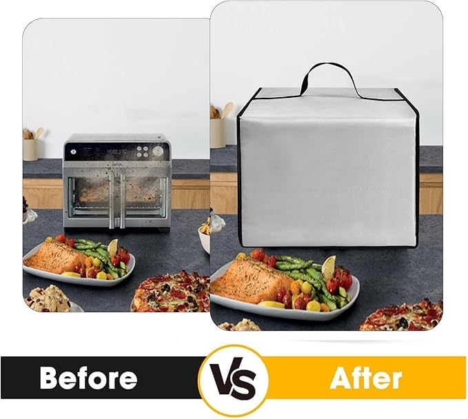 French Door Toaster Dust Cover for Ninja Air Fryer Convection Pizza Oven FO101,Heavy Duty Heat resistant Waterproof Covers Case for Midea Toaster Oven Smokeless Grill Combo (Silver)