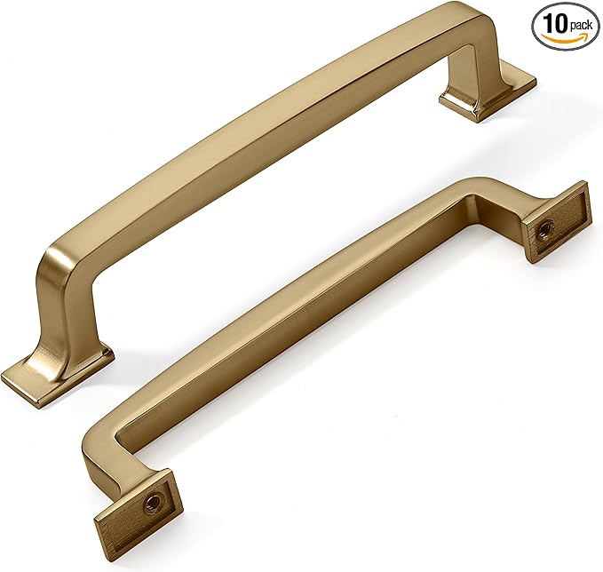 khtumeware 10 Pack 5 Inch Kitchen Cabinet Handles Brushed Brass Cabinet Pulls Brushed Gold Drawer Pulls Kitchen Cabinet Hardware Kitchen Handles for Cabinets Cupboard Handles Drawer Handles