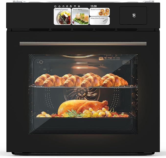 24 in Built-in Steam Oven,70 L Electric Wall Oven with TFT Display & Air Fry,1℃ Precision,108 Menus,Enamel Cavity