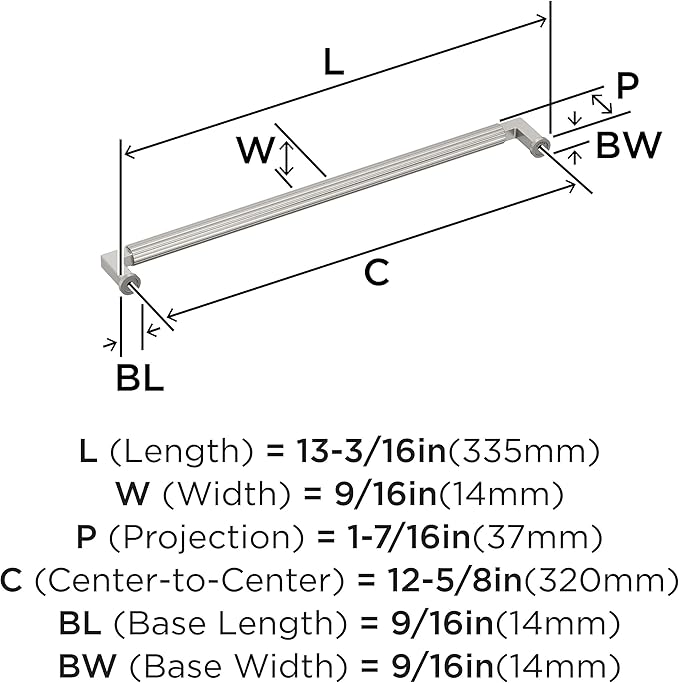 Amerock Ballard 12-5/8 inch (320mm) Center-to-Center Satin Nickel Cabinet Pull, BP37649G10