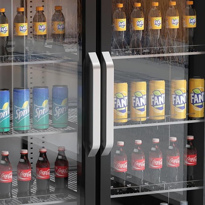 PeakPursuit Commercial Beverage Refrigerator 27.1 Cu.ft, Glass Door Display Fridge with LED Light, 10 Adjustable Shelves, Upright Merchandiser Refrigerator for Restaurant, Cafe, Store, White