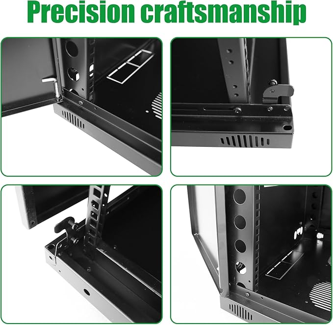 22U Server Cabinet Wall Mount Rack Enclosure with Caster Wheels 2 Server Fans Locking Grid Gate Removable Side Panels 19" Network Cabinet 15-18.5" Installation Depth Heavy-duty frame(22u cabinet 44IN)