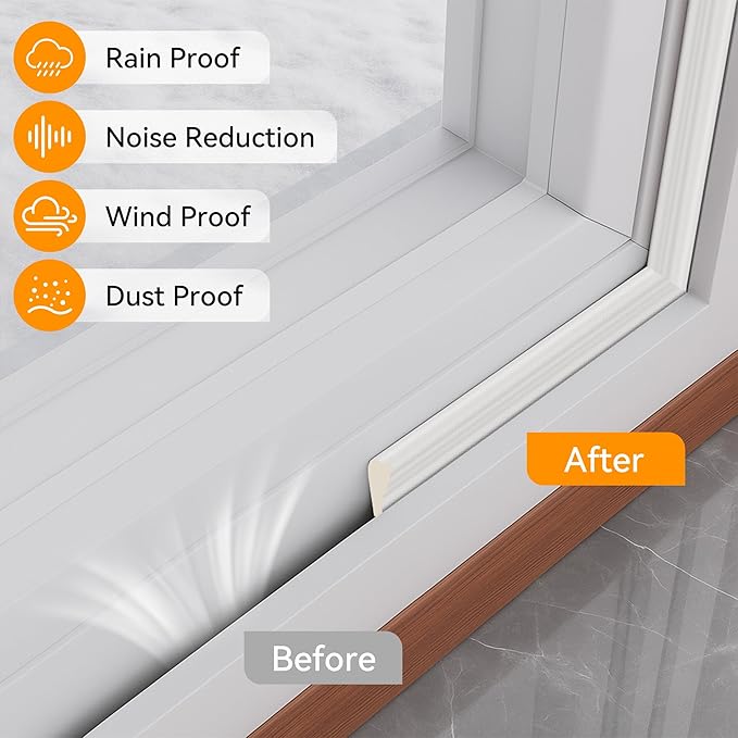 236" Wedge-Shaped Foam Window Seal Strip, Door Weather Stripping, Soundproof Front Door Frame Seal, Self-Adhesive Winter Insulation for Doors & Windows, Draft Stopper Gap Filler, White