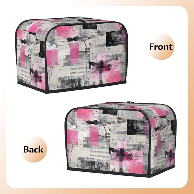 Toaster Cover 2 Slice Art Pink Black White Texture Waterproof Appliance Cover with Hang Loop Bread Baker Toaster Cover for Kitchen