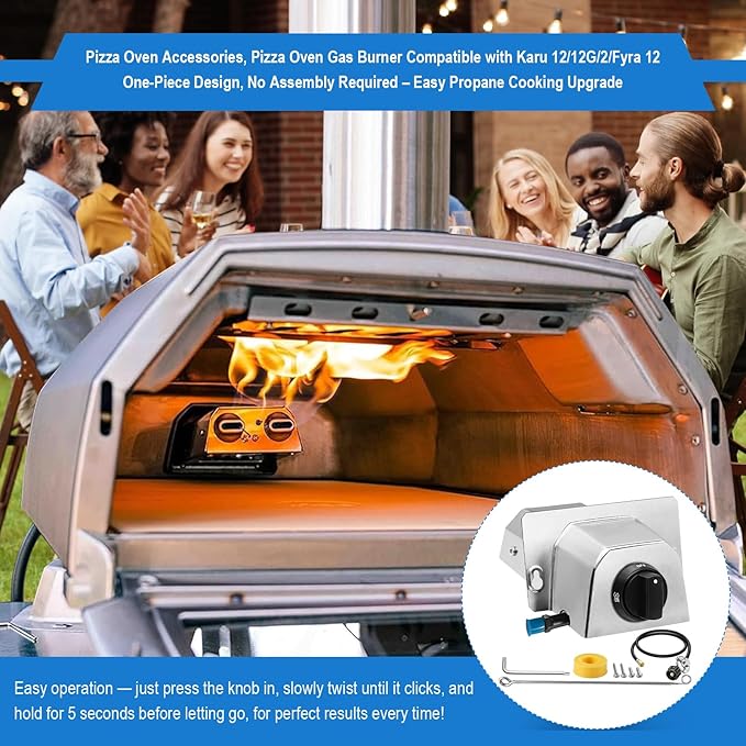 Pizza Oven Accessories, Gas Burner Rttachment for Karu 12 and Karu 12G Outdoors Pizza Oven Propane Burner,Includes 5FT Propane Hose with Gas Regulator, Pizza Oven Propane Conversion Kit.