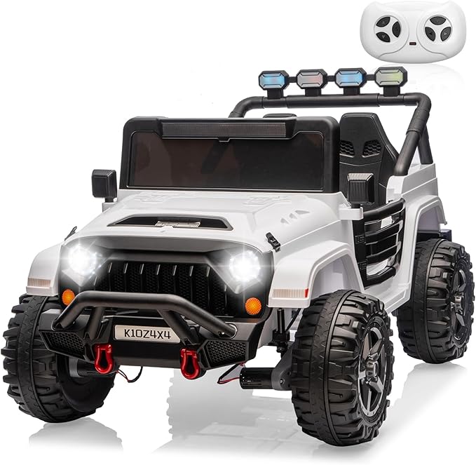 Kids 24v 2-Seater Electric Ride on Car,24v 4x4 Kids Electric Truck with Remote Control,2-Seater Ride-on Car, Spring Suspension & LED Lights for Backyard Exploration
