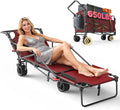 LEVELEVE Heavy Duty Folding Wagon - 2-in-1 Collapsible Cart, 650lb Capacity, All-Terrain Wheels w/Brakes & Side Pockets (Red)