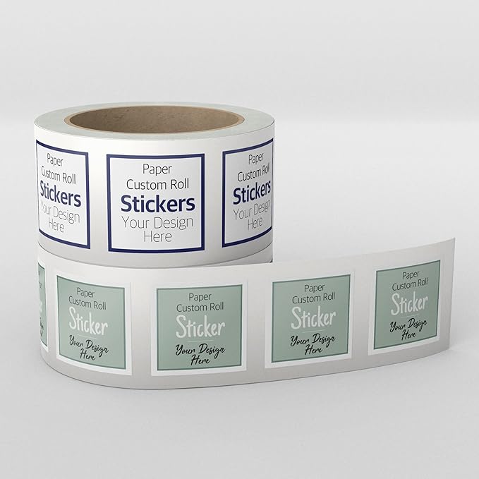 150 Roll Labels Personalized and Custom Design Stickers for Your Business Round Square Heart Star Die-Cut Any Shape and Size with Your Logo Text Image (Glossy Paper)