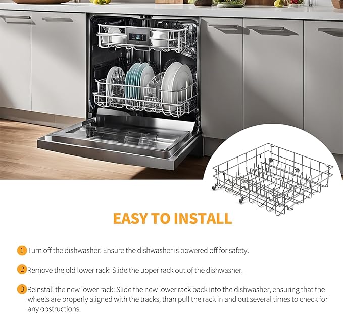 Upgraded 5304535380 Dishwasher Upper Rack Replacement Parts for Frigidaire Kenmore Crosley Dishwasher Parts Upper Dishrack Assembly FBD2400KB12B FFBD2406NS9B Dishwasher Upper Shelf top Rack Wheels