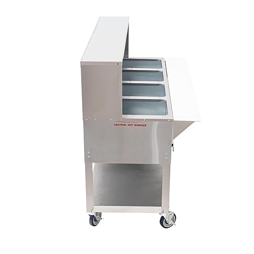 Kratos Commercial Electric Steam Table/Hot Food Table with Overshelf and Sneeze Guard, 4 Wells, Stainless Steel, Stationary, NSF, 240V (28W-204)