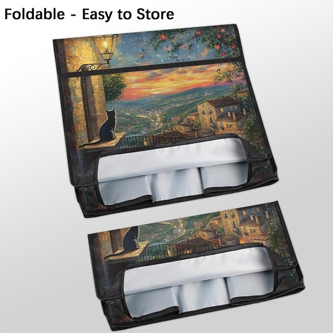 Kitchen Aid Mixer Cover Light Night Scene Cat Flower Stand Mixer Cover Compatible with 6-8 Quarts Stand Mixers, Dust Covers with Zipper Pocket Foldable Washable Kitchen Aid Organizer Bag