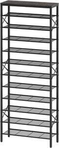 12 Tier Shoe Rack, Large Capacity Shoe Storage Organizer Holds 48 Pairs, Sturdy and Stable, for Entryway, Hallway, Closet, Dorm Room, Charcoal and Black SS12BC