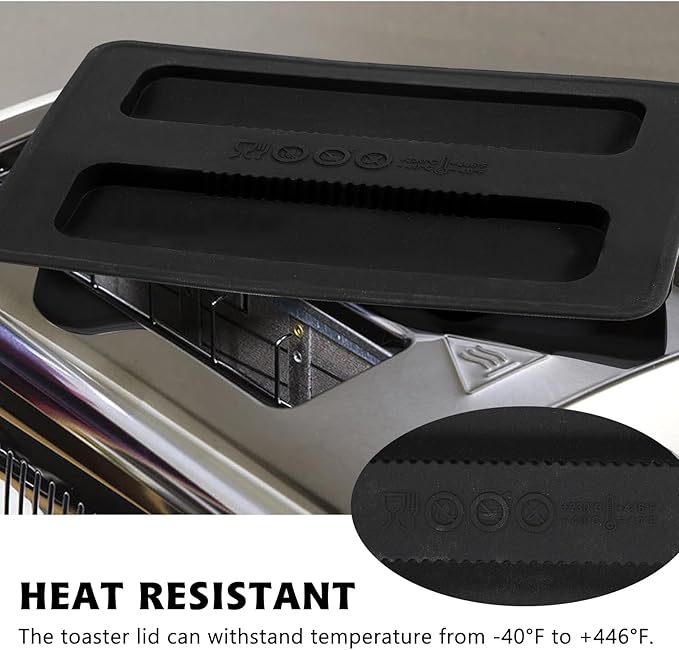 2Pcs Toaster Cover 2 Slice Silicone Toaster Dust Covers Black Bread Machine Cover Silicone Toaster Lid Bread Maker Top Cover Sandwich Machine Part Accessories