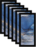 5x11 Picture Frame Set of 6, Black Frame for 5 x 11 Inch Picture Poster Photo, Light Weight and High Transparent 5 by 11 Frame for Wall - 6 Pack/Black/5"x11"