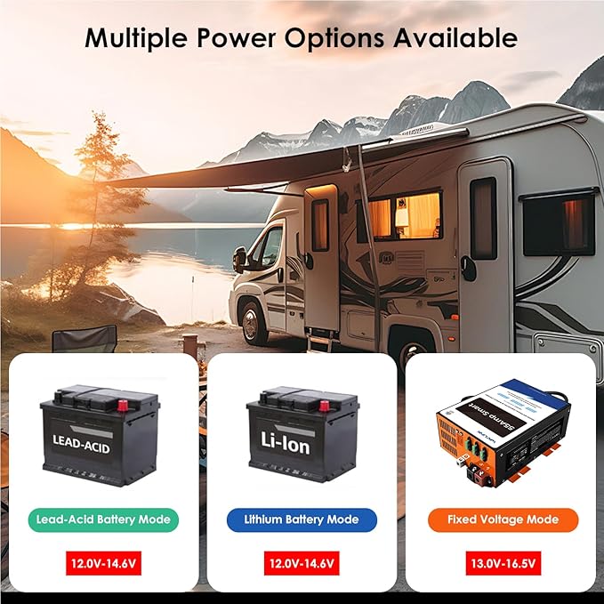 WAVLINK 55 Amp RV Power Converter, 120V AC to 12V DC Battery Charger with 3 Smart Charging Modes, 13V-16.5V Adjustable Operating Range, Multi-Stage Charging