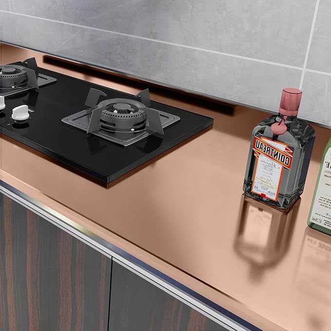 Rose Gold Contact Paper Peel and Stick Countertop Contact Paper Self-Adhesive Waterproof DIY Decor Wallpaper for Kitchen Backsplash Fridge and Cabinets A Set of 23.6"x120"