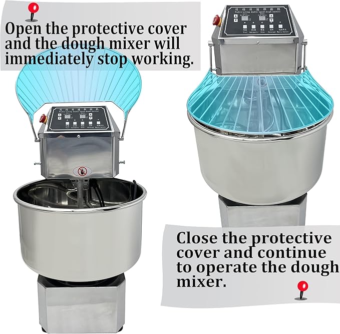 INTSUPERMAI Commercial Dough Mixer, 40QT Stand Flour Mixing Machine, Double Action Double Speed, with Dough Cutter, 110V/1800W Electric Food Stand Spiral Mixer