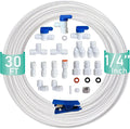 NSF Certified 1/4" O.D. Push to Connect Fittings for RO (Reverse Osmosis) Water Filter（ Fridge Installation Kits）20 pcs+30 feet 1/4" Water tubing.