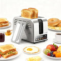 2 Slice Toaster, Consciot Smart Touchscreen Toaster with 6 Browning Levels, Reheat/Defrost/Cancel Functions, Extra-Wide Slots, Removable Crumb Tray, Auto Pop-up & Anti Jam, Peak 925W, Stainless Steel