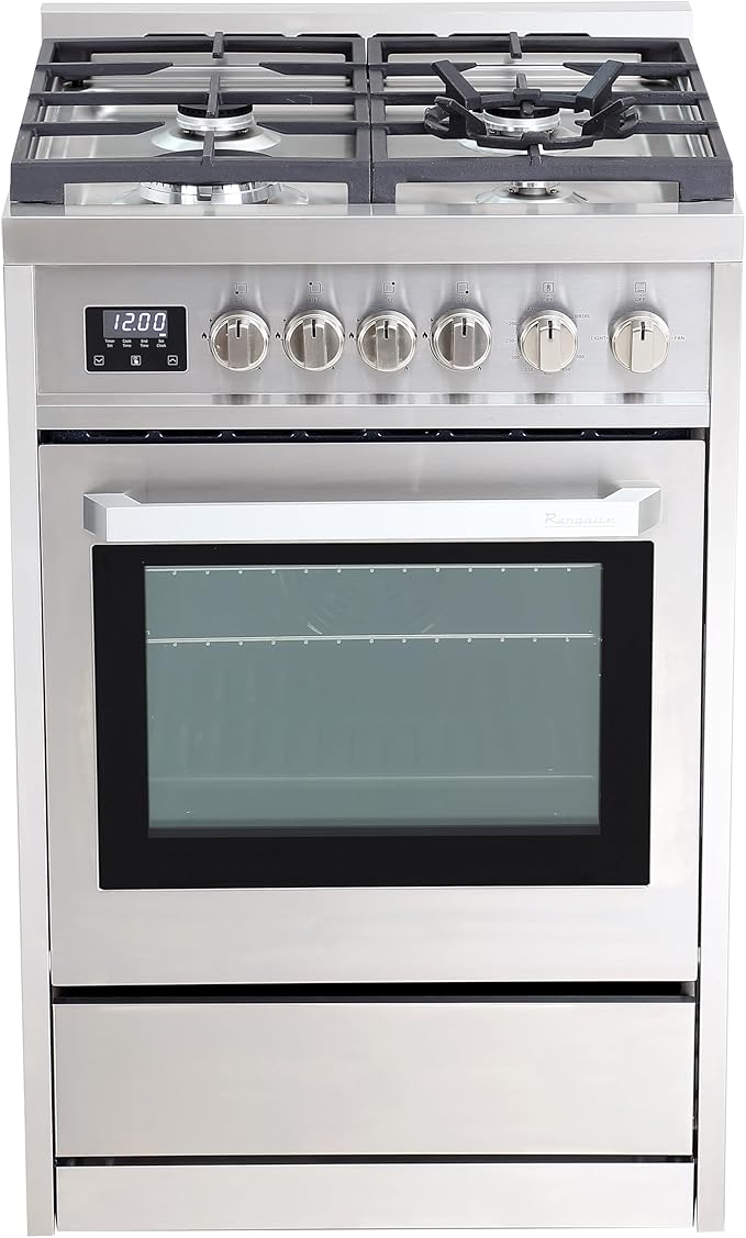Rangaire RRG241TS 24" Gas Range Oven with Timer - Stainless Steel, Sealed Burners, Convection Fan, Easy Reach Racks