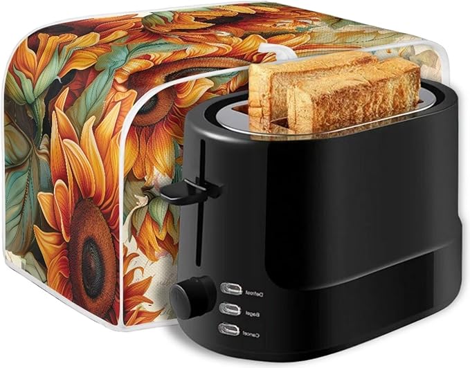 Hummingbird Sunflower Print 4 Slice Toaster Cover for Home Dust Fingerprint Protection for Kitchen Small Appliance