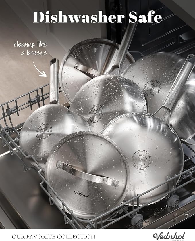 Stainless Steel Frying Pan Set with Lids 8+10+12 Inch,Tri-Ply Stainless Steel Skillets,Brushed Steel Pans with Stainless Steel Lids,Oven&Dishwasher Safe,Induction Compatible