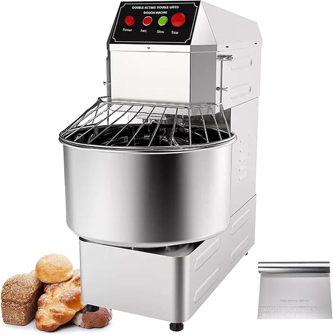 INTSUPERMAI Commercial Dough Mixer Machine Electric Food Mixer with Double Action Double Speed Spiral Mixing for Schools Bakeries Restaurants Pizzerias 110V (Standard Type, 50L)