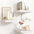 Square Floating Shelves for Wall 12"W x 12"D x 1.4"H, Small Engineered Wood Wall Shelves with Invisible Brackets for Living Room Bedroom Bathroom Office Kitchen Storage Decor, White Finish, Set of 3