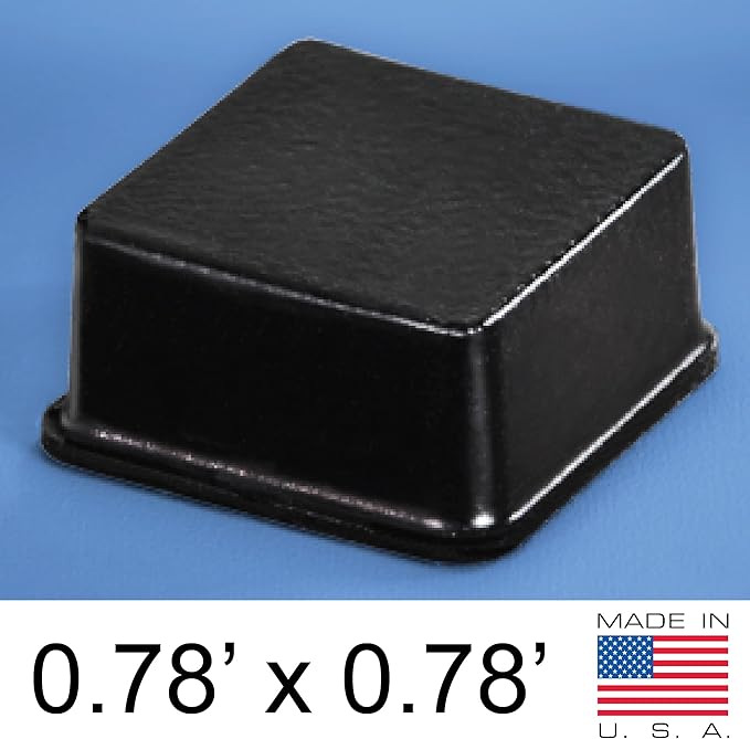 Black Tall Square Adhesive Rubber Bumper Pads - Made in USA – Rubber Feet for Speakers, Electronics, Furniture, Appliances, Audio Equipment - 50 Pieces