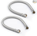 Stainless Steel Braided Water Connectors with Reinforced PVC Inner Hose for Faucets, 3/8" Compression x 3/8" Compression, 20" Length (2Pack)