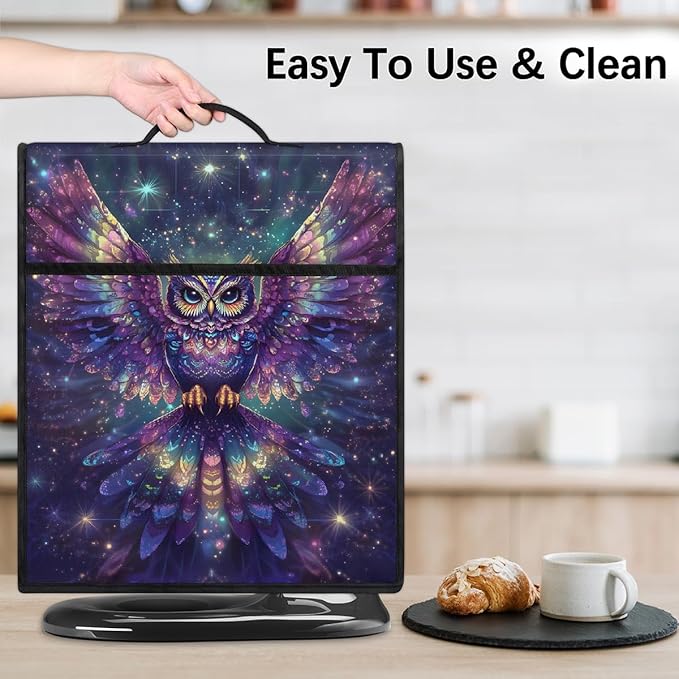 Kitchen Aid Mixer Cover Animal Glowing Owl Stand Mixer Cover Compatible with 6-8 Quarts Stand Mixers, Dust Covers with Zipper Pocket Foldable Washable Kitchen Aid Organizer Bag