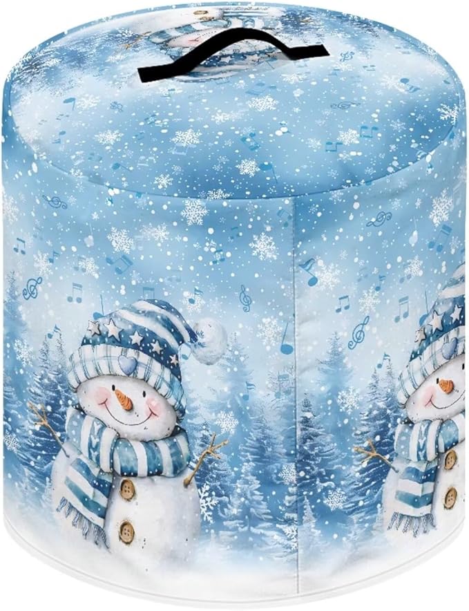 Xoenoiee Blue Christmas Tree Snowman Pattern Kitchen Appliance Dust Covers with Pockets, Electric Pressure Cooker Cover Compatible with Crock Pot, Rice Cooker Cover, for 8 Qt