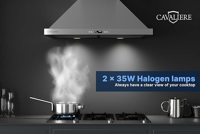 CAVALIERE Value-Focused Wall Mount Range Hood 30 Inch, 3-Year Warranty, 462 CFM, Enhanced Stainless Steel, Ducted/Ductless Range Hood Convertible (Kit Included), Aluminium Mesh Filters, Touch Controls