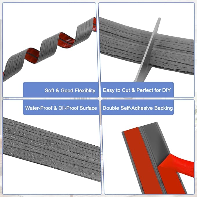 Wall Corner Protector Moulding Trim Peel and Stick Wall Corner Guards Trim Flexible Self Adhesive Edge Protector Moulding, 0.8 in x 10 Ft, Deep Gray Wood