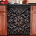 Vintage Wood Flower Dishwasher Magnet Cover, Farm Wooden Carved Floral Magnetic Dishwasher Covers for Front, Farmhouse Fridge Magnets Refrigerator Skin Panel Cover, 23"x 26"