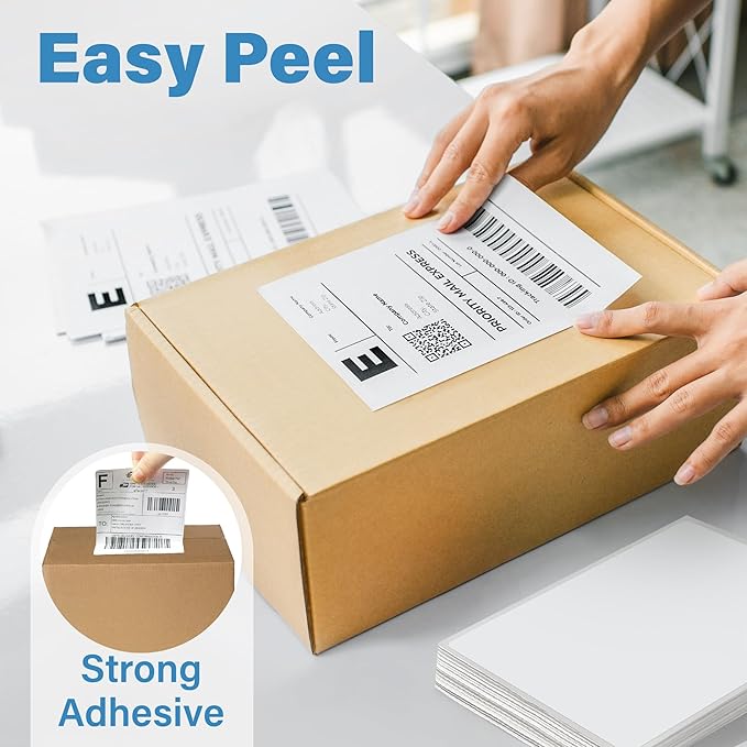LotFancy 4x6 Direct Thermal Shipping Labels, 1000 Thermal Labels Fanfold with Perforated and Strong Adhesive, White Mailing Label Compatible with Zebra, Rollo Printer