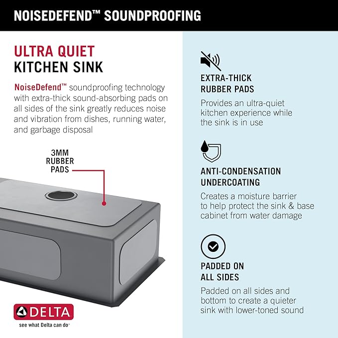DELTA FAUCET Delta Lenta 30-inch Undermount 16 Gauge Stainless Steel Single Bowl Kitchen Sink with Accessories, 953034-30S-SS, Satin
