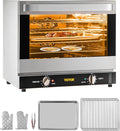 VEVOR Commercial Convection Oven, 66L/60Qt, Half-Size Conventional Oven Countertop, 1800W 4-Tier Toaster w/Front Glass Door, w/Trays Wire Racks Clip Gloves, 120V