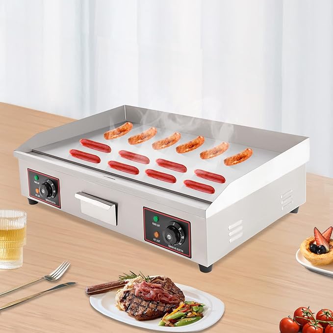 29" Commercial Electric Griddle, 110V 3000W Countertop Flat Top Grill with Adjustable Temperature Control 122-572℉, Electric Stainless Steel Countertop Flat Top Griddle for Home, Restaurant