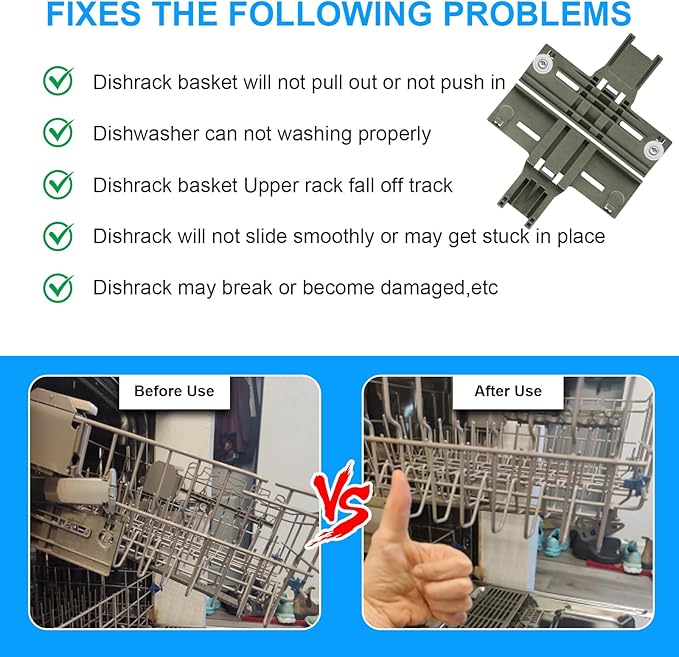 [13 Pack] Upgraded W10350375 Dishwasher Top Rack Parts and W10195372 W10195373 Adjuster Housing for Whirlpool Kenmore Dishwasher Parts WDT730PAHZ0 WDTA50SAHZ0 WDT750SAHZ0 WDT970SAHZ0 Upper Rack Parts