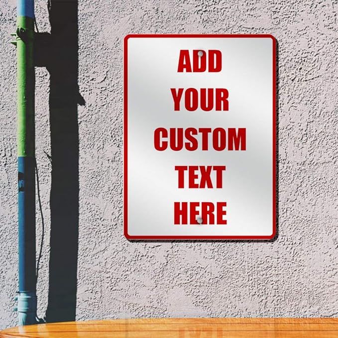 Aluminum Weatherproof Metal Sign Multiple Sizes Custom Personalized Text Here White Red Danger Vertical Street 9x12Inches