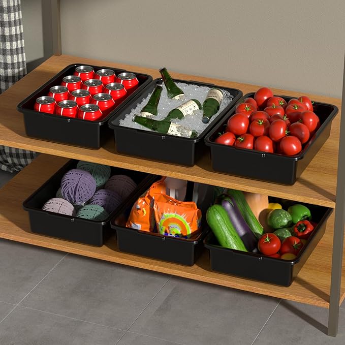 Sadstory 8 L Plastic Small Commercial Bus Tubs, Food Service Tub, 18 Packs, Black