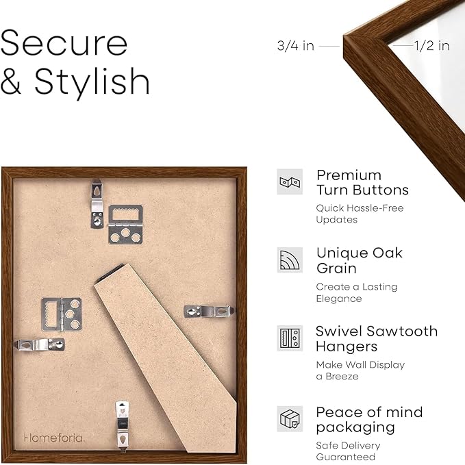 Homeforia 8.5x14 Marriage License Frame Brown, High End Dark Oak 8.5 x 14 Certificate Frames, 8.5by14 Walnut Wood Frame for Wall & Tabletop, 8.5 by 14 Wooden Frames, Tempered Glass, Wall Kit, Set of 2