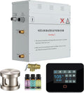 Builders Series 9kW Steam Bath Generator with Quickstart Continuous Steam, Black Digital Touch Pad, Built-in Auto-Drain, and Aroma Steamhead in Brushed Nickel
