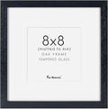 Fun Memories 8x8 Oak Wood Picture Frame in Black, 8"x8" Photo Frame for Wall, Square Frames 8x8 with Stand for Tabletop Display, Real Tempered Glass, 8 x 8 Picture Frames (Black Color, 1 Pack)