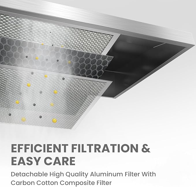 Comfee CVU30W2AST Range Hood 30 Inch Ducted Ductless Vent Hood Durable Stainless Steel Kitchen Hood for Under Cabinet with 2 Reusable Filter, 200 CFM, 2 Speed Exhaust Fan Silver