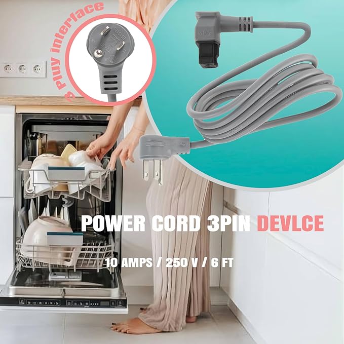 00752018 for Bosch Dishwasher Power Cord Plug and Junction Assembly Equipment, Fits Bosch 300/500/800 Series Dishwashers, Replacement for Bosch SMZPC002UC Dishwasher Power Cord