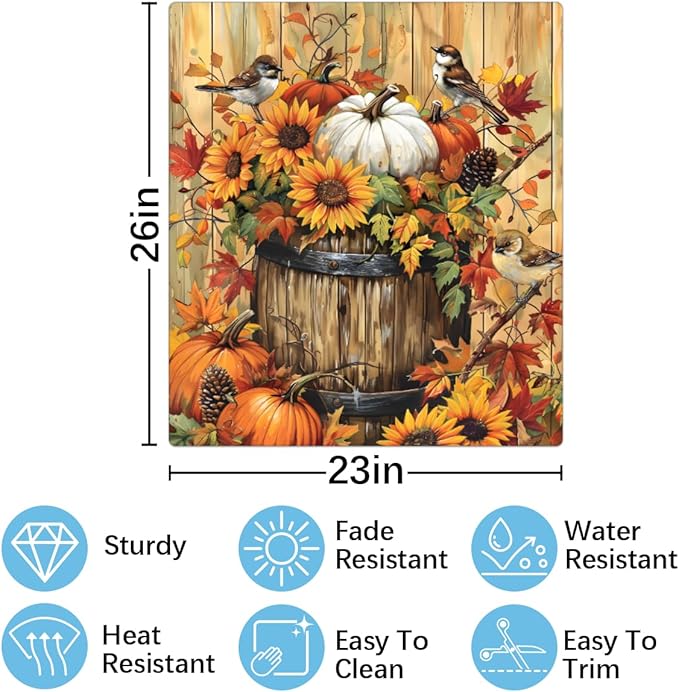 Autumn Birdie Pumpkin Dishwasher Magnet Cover, Reusable Refrigerator Panel Stickers Microwave Front Door Covers Magnets for Kitchen Home Appliances Holiday Party Decorations 23 X 26 in